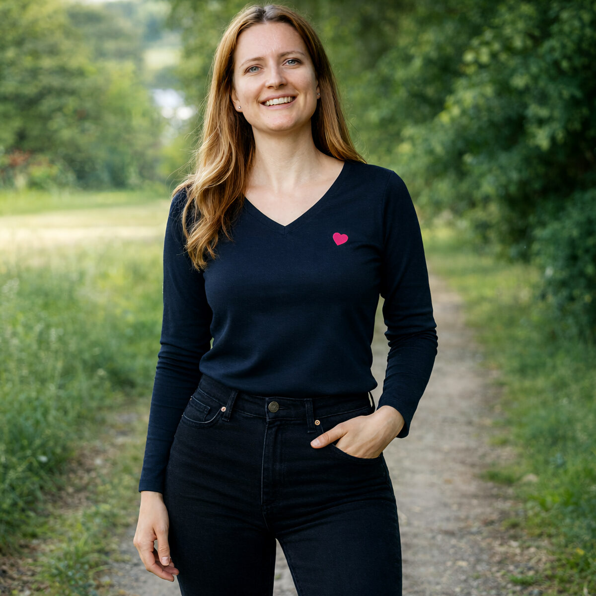 Langarmshirt V-Ausschnitt